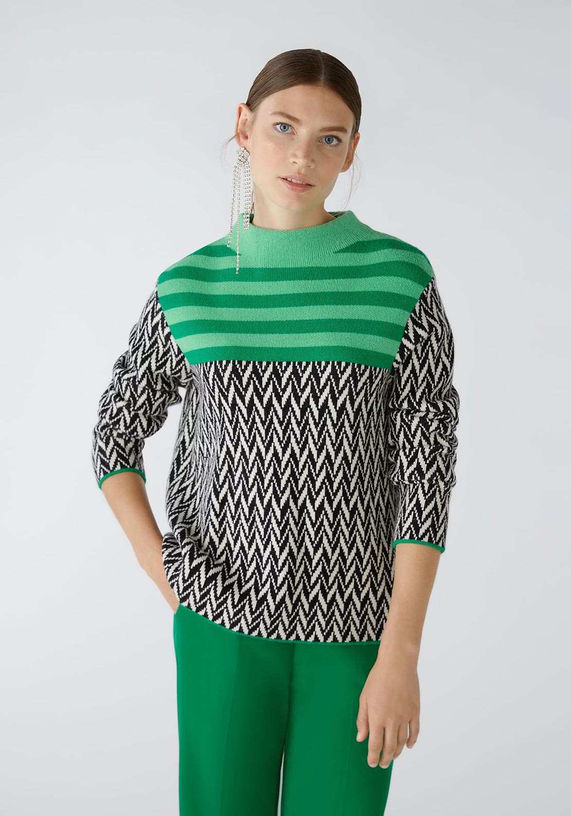 Oui T Knitted Multi Stripe Jumper 77932 503 main image 1