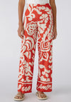 Oui Paisley Silk Touch Wide Leg Trouser, Red & White