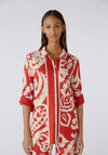Oui Paisley Print Silk Touch Blouse, Red & White