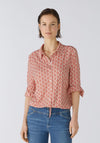 Oui Heart Pattern Silk Touch Blouse, White & Red