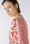 Oui Pattern Mix Tunic Blouse, Red & White