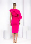 Kevan Jon Addison Cape Sleeve Midi Dress, Hot Pink