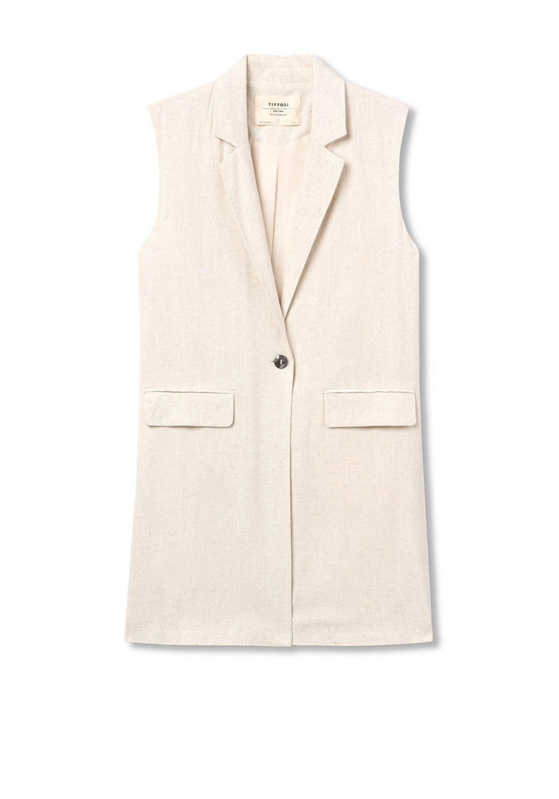 Tiffosi Portel Sleeveless Blazer Dress, Beige - McElhinneys Tiffosi Portel Sleeveless Blazer Dress, Beige - McElhinneys