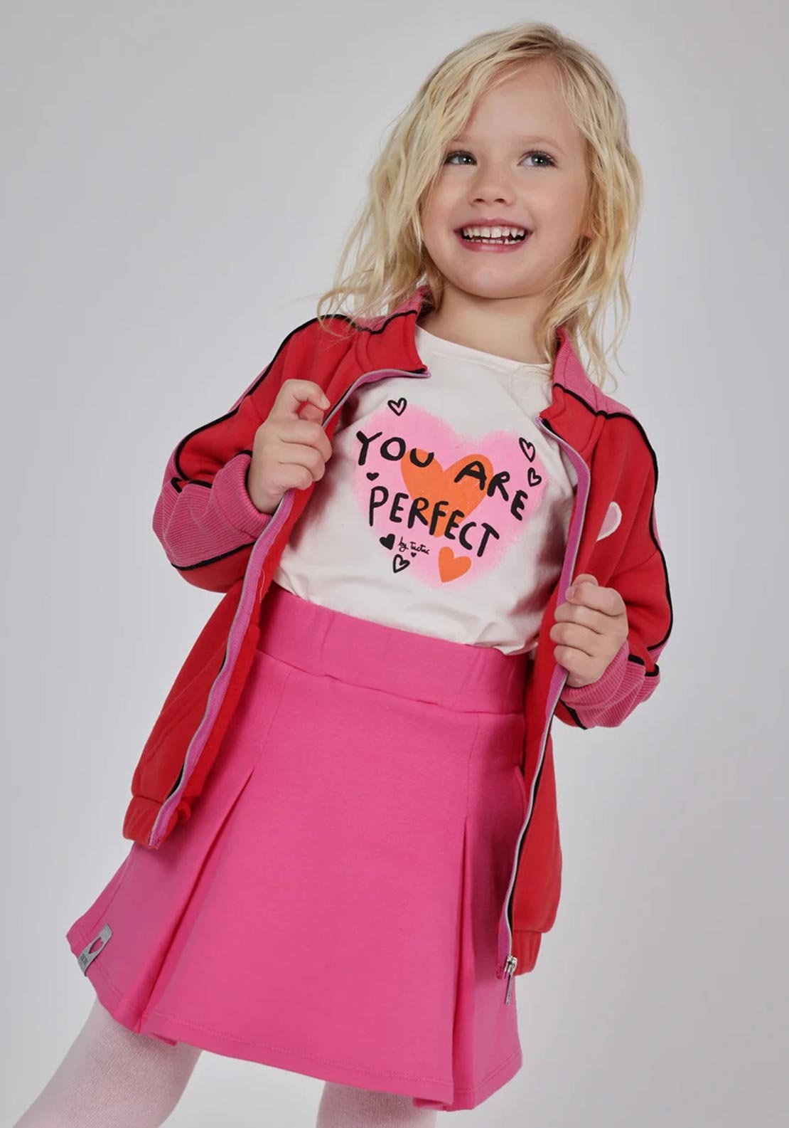 Tuc Tuc Mini Girl Heart Full Zip Sweater, Red