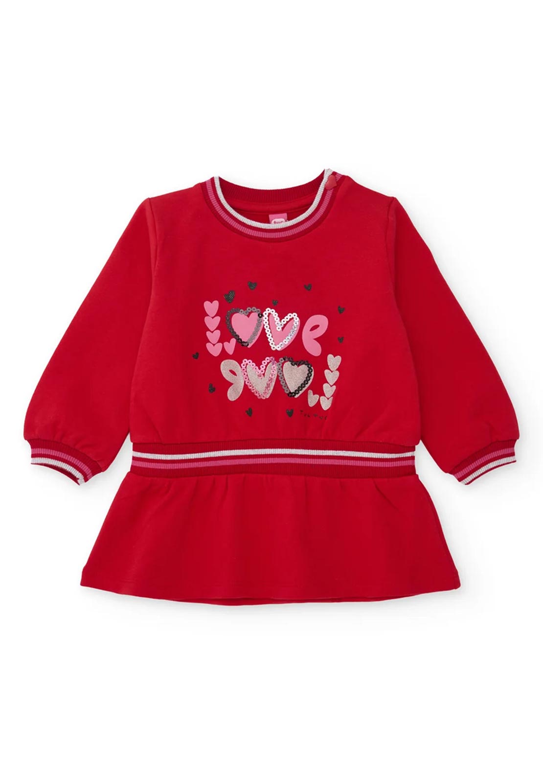 Tuc Tuc Mini Girl Love Long Sleeve Dress, Red