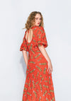 Kameya Ruched Detail Multi Print Maxi Dress, Coral