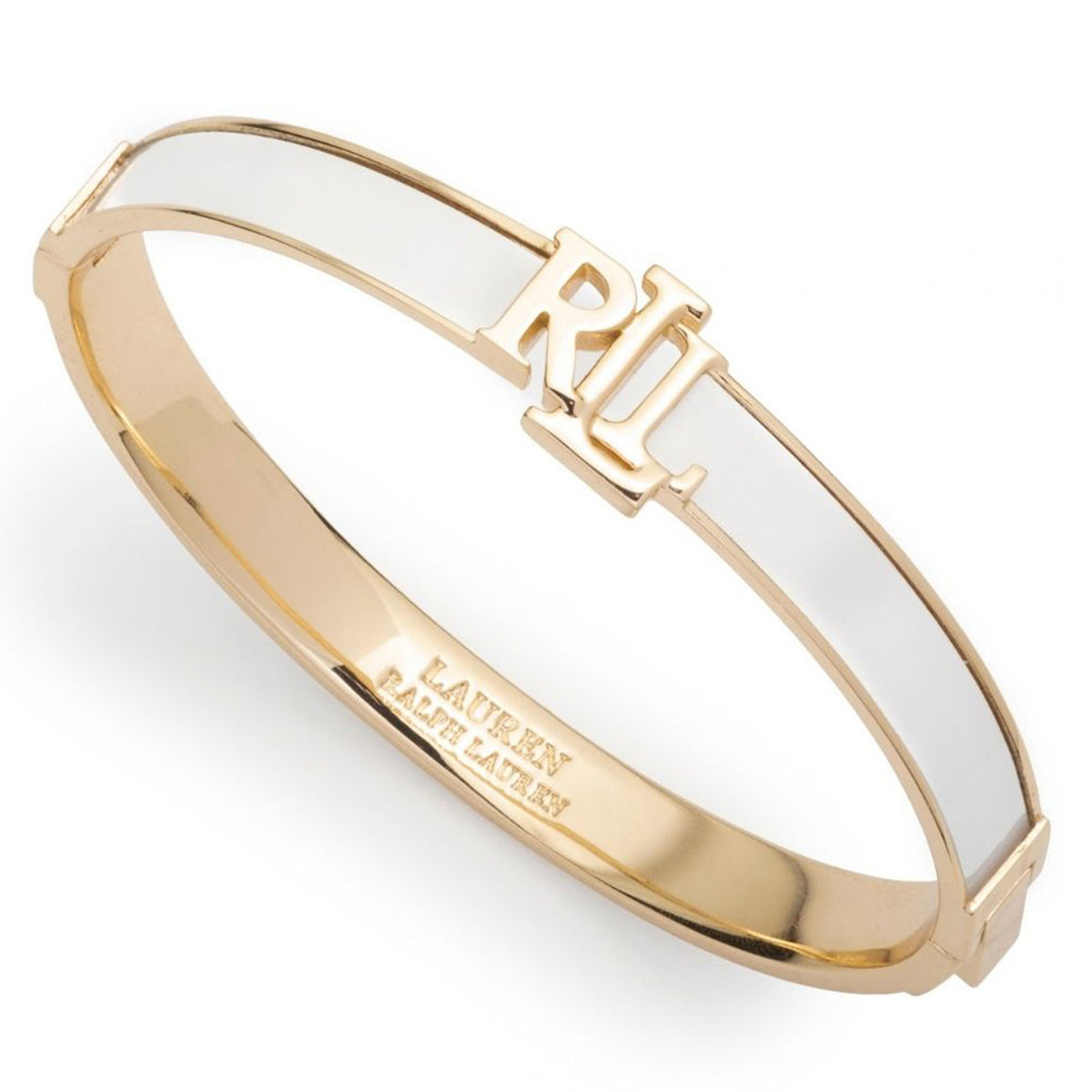Ralph Lauren White Hinge Bangle, Gold