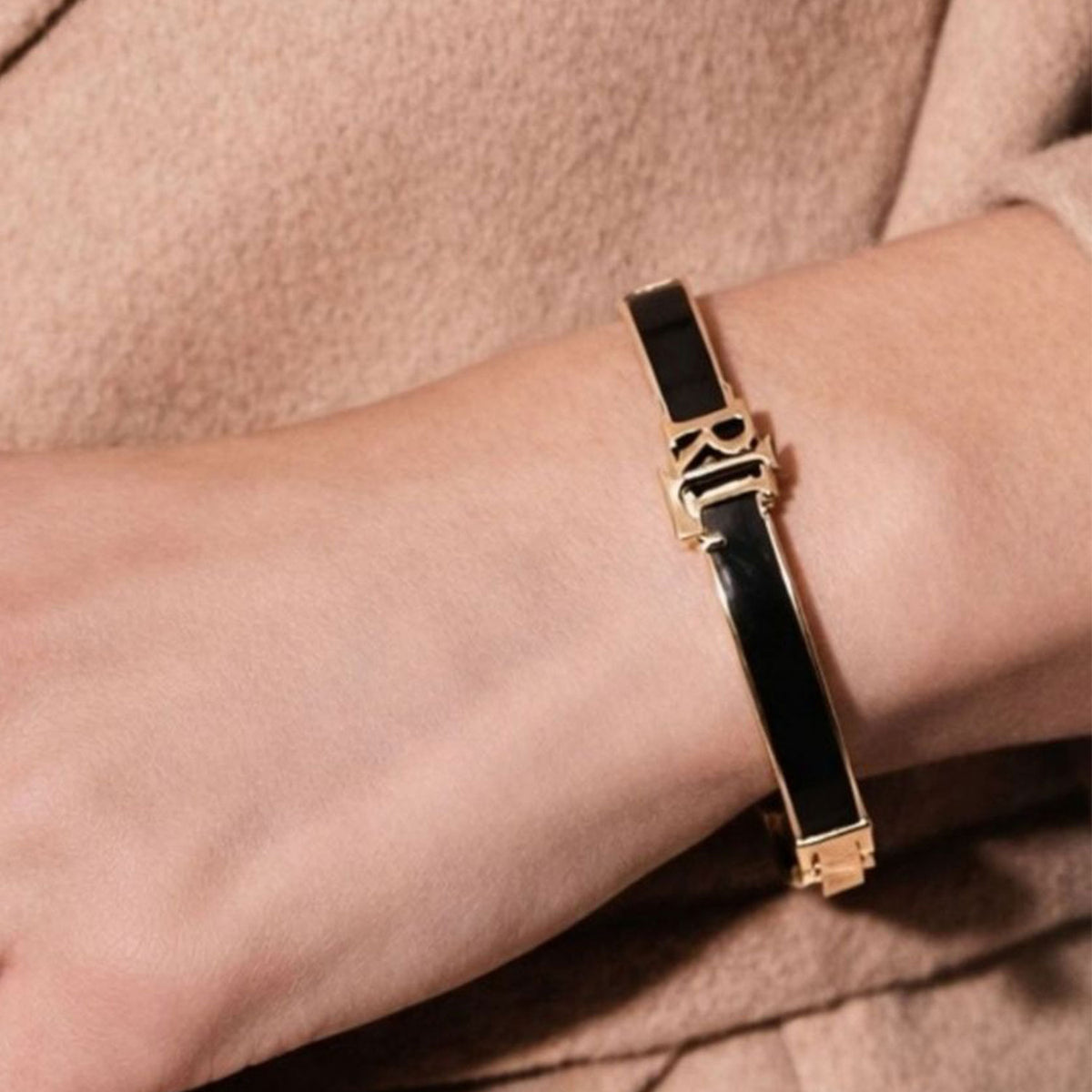 Ralph Lauren Black Hinge Bangle, Gold