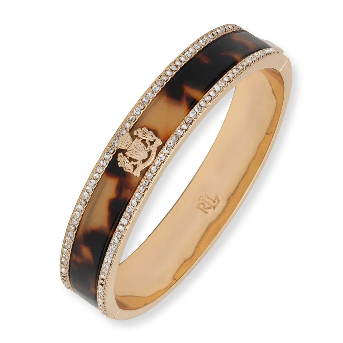 Ralph Lauren Tortoise Pavé Crest Logo Hinge Bangle, Gold