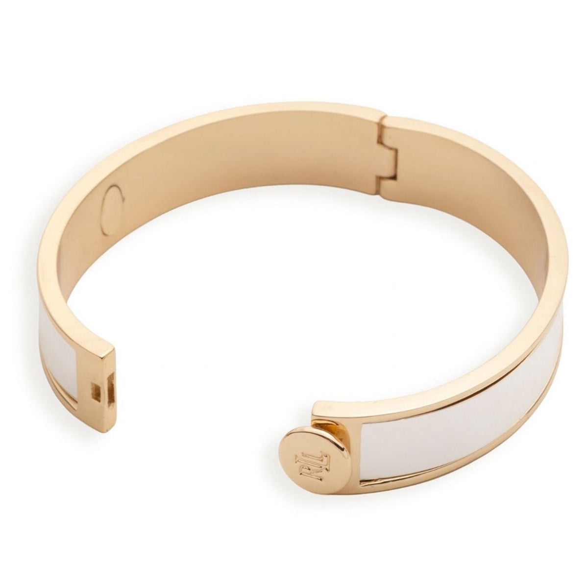 Ralph Lauren Two Tone Crest Logo Hinge Bangle, Gold & Silver