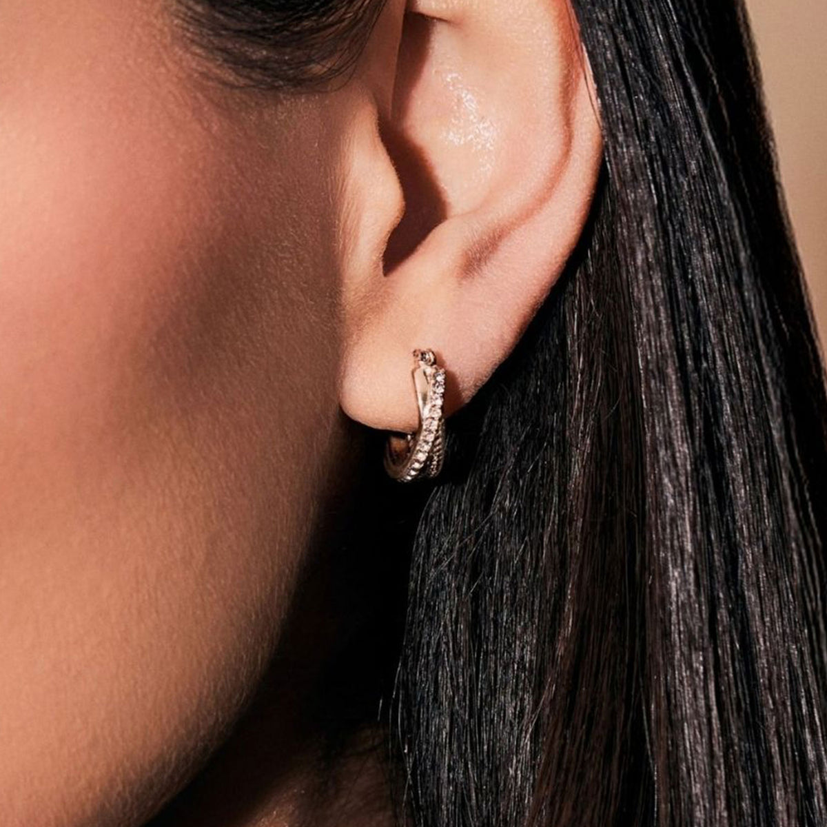 Ralph Lauren Pavé Twisted Hoop Earrings, Gold