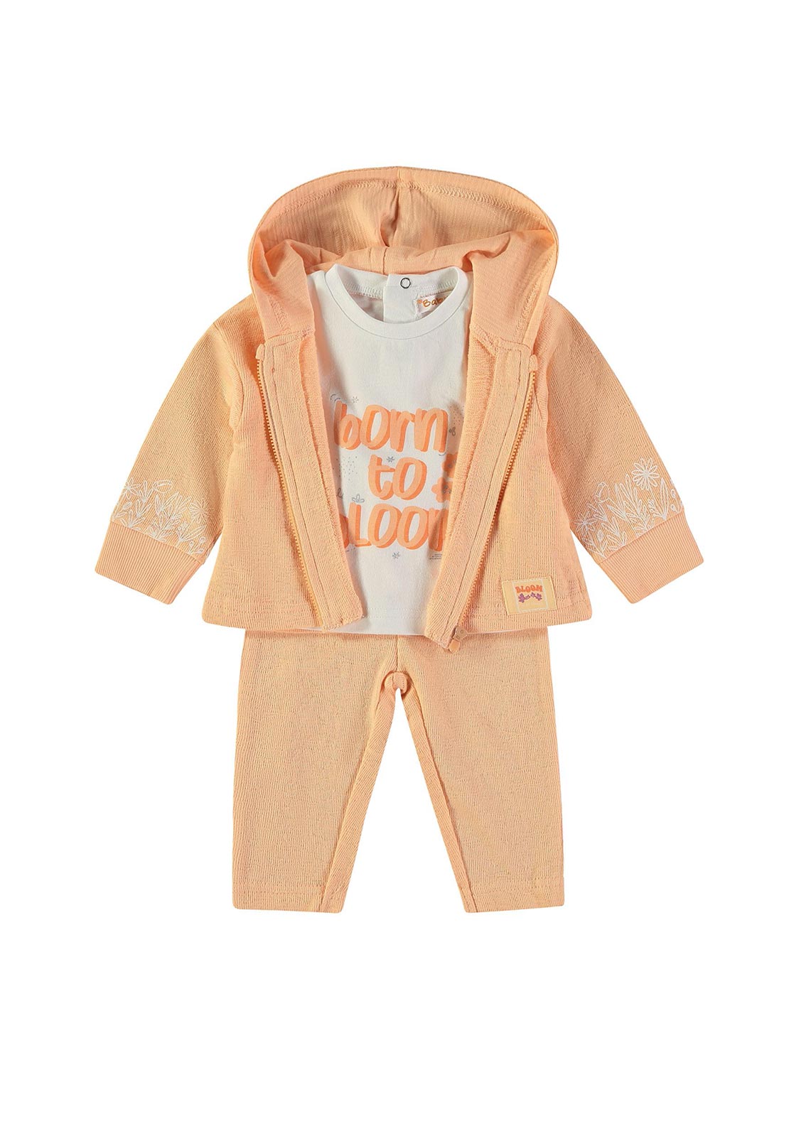 Babybol Baby Girl Bloom 3 Piece Tracksuit, Orange