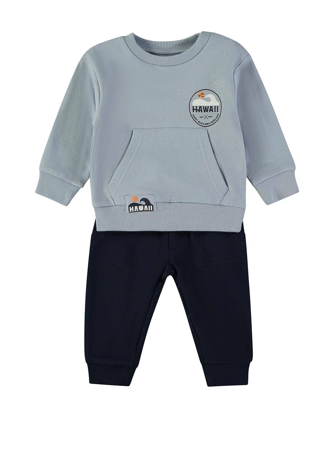 Babybol Baby Boy Hawaii Sweater and Jogger Set, Blue