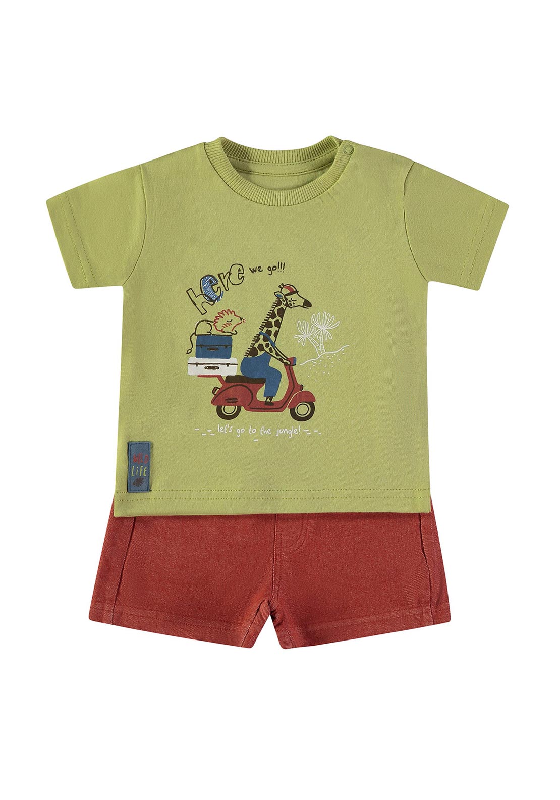 Babybol Baby Boy Jungle Tee and Short Set, Green