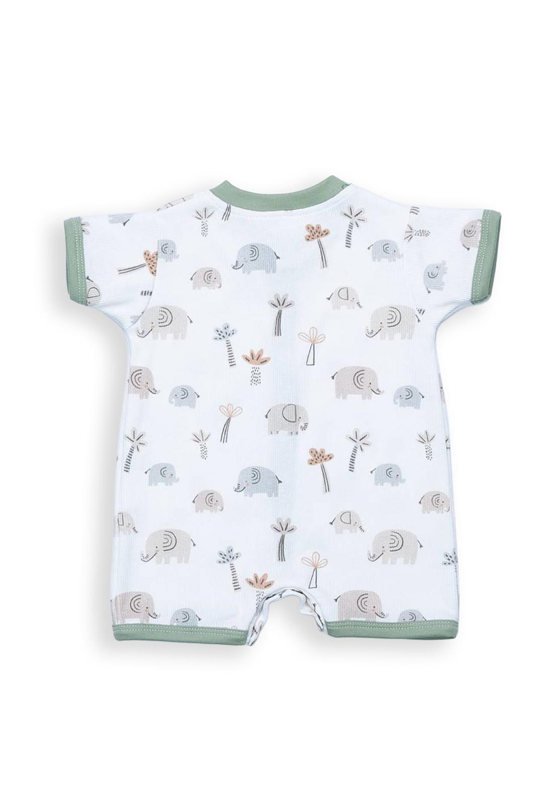 FS Baby Boy Elephant Short Sleeve Romper, White