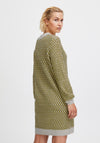 Ichi Kamara Knit Mini Jumper Dress, Green Moss