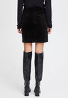 Ichi Lavanny Velour Ruched Mini Skirt, Black