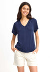 Fransa Joselyn V Neck T-Shirt, Navy Blazer