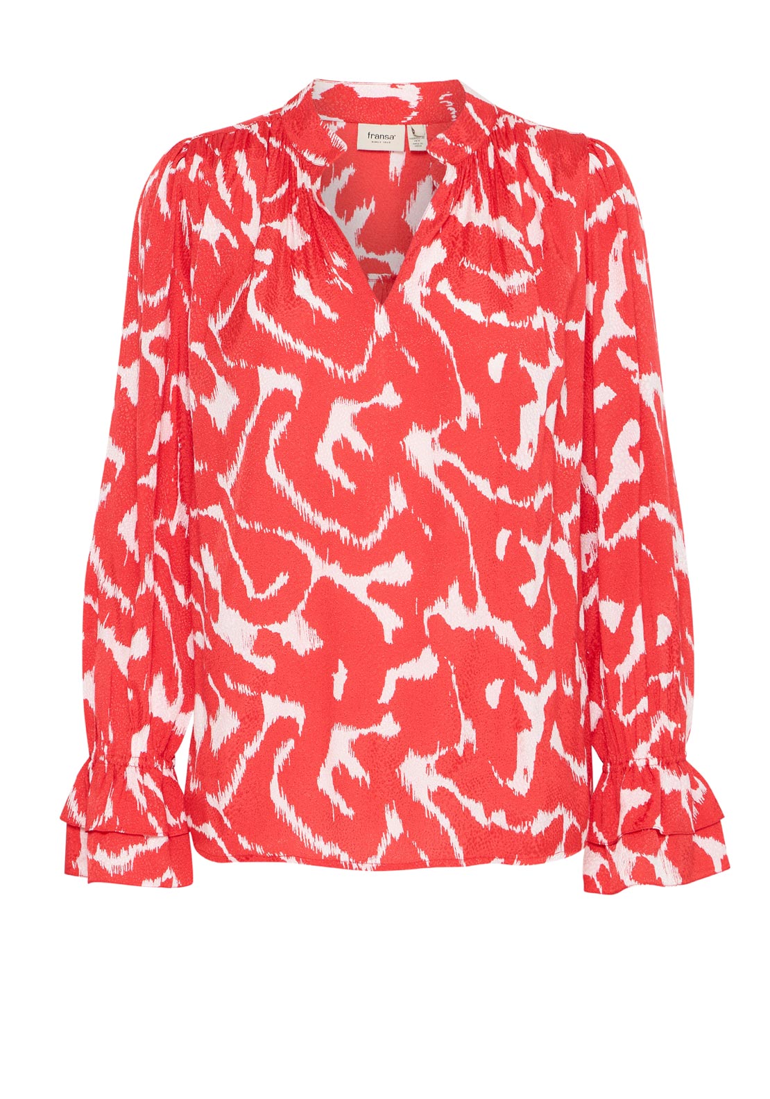 Fransa Dotte Printed Woven Blouse, Red