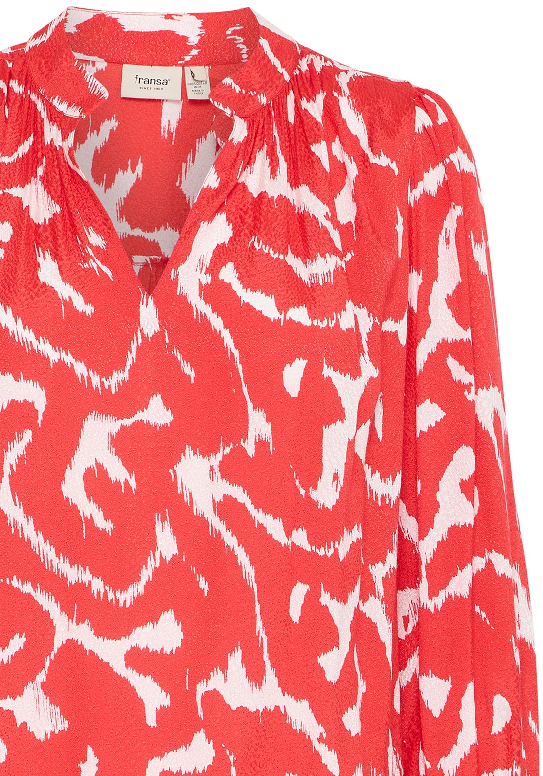 Fransa Dotte Printed Woven Blouse, Red