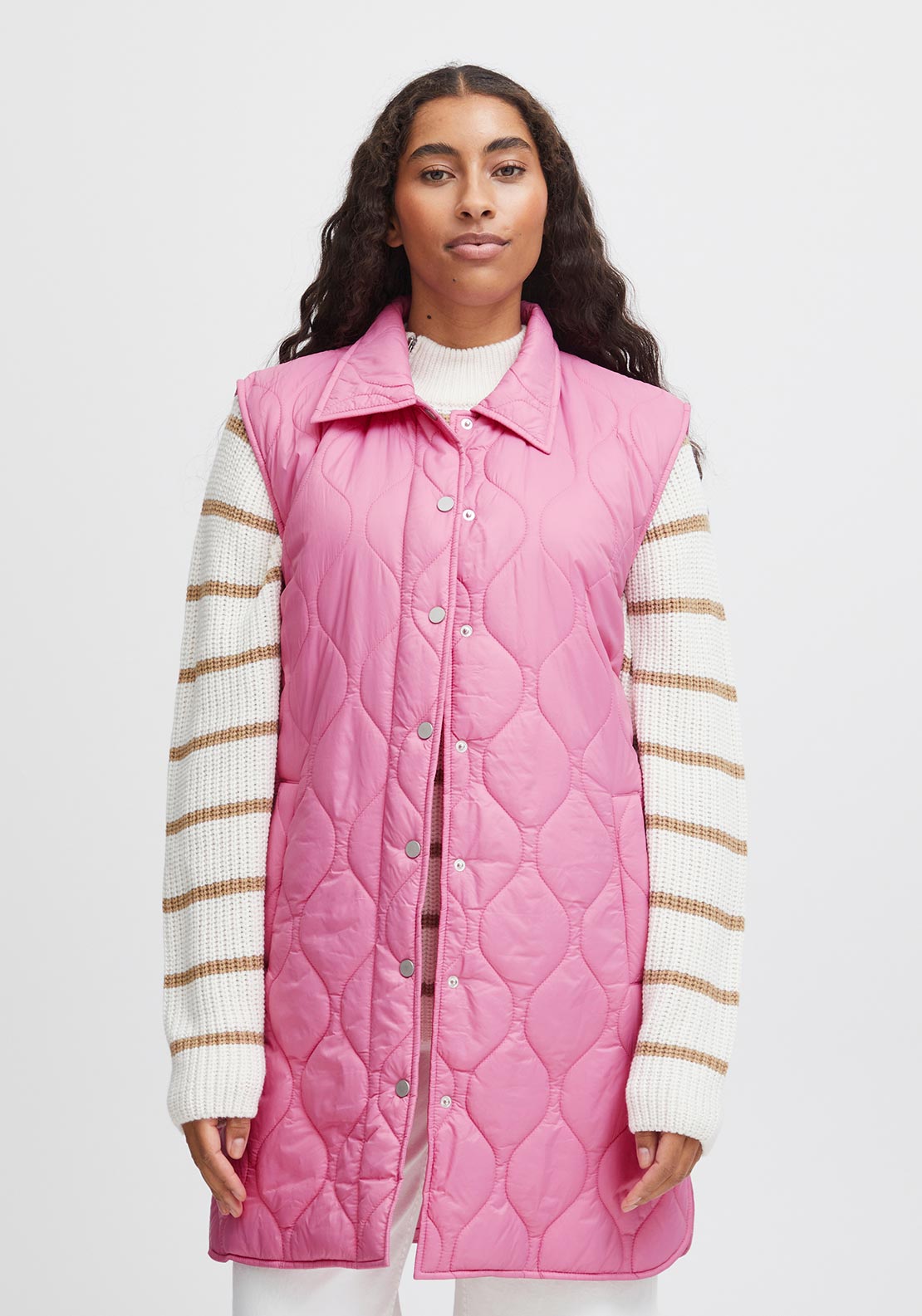 Young Berta Quilted Waistcoat, Super Pink McElhinneys