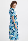 B.Young Joella Watercolour Inspired Buttoned Midi Dress, Angel Blue