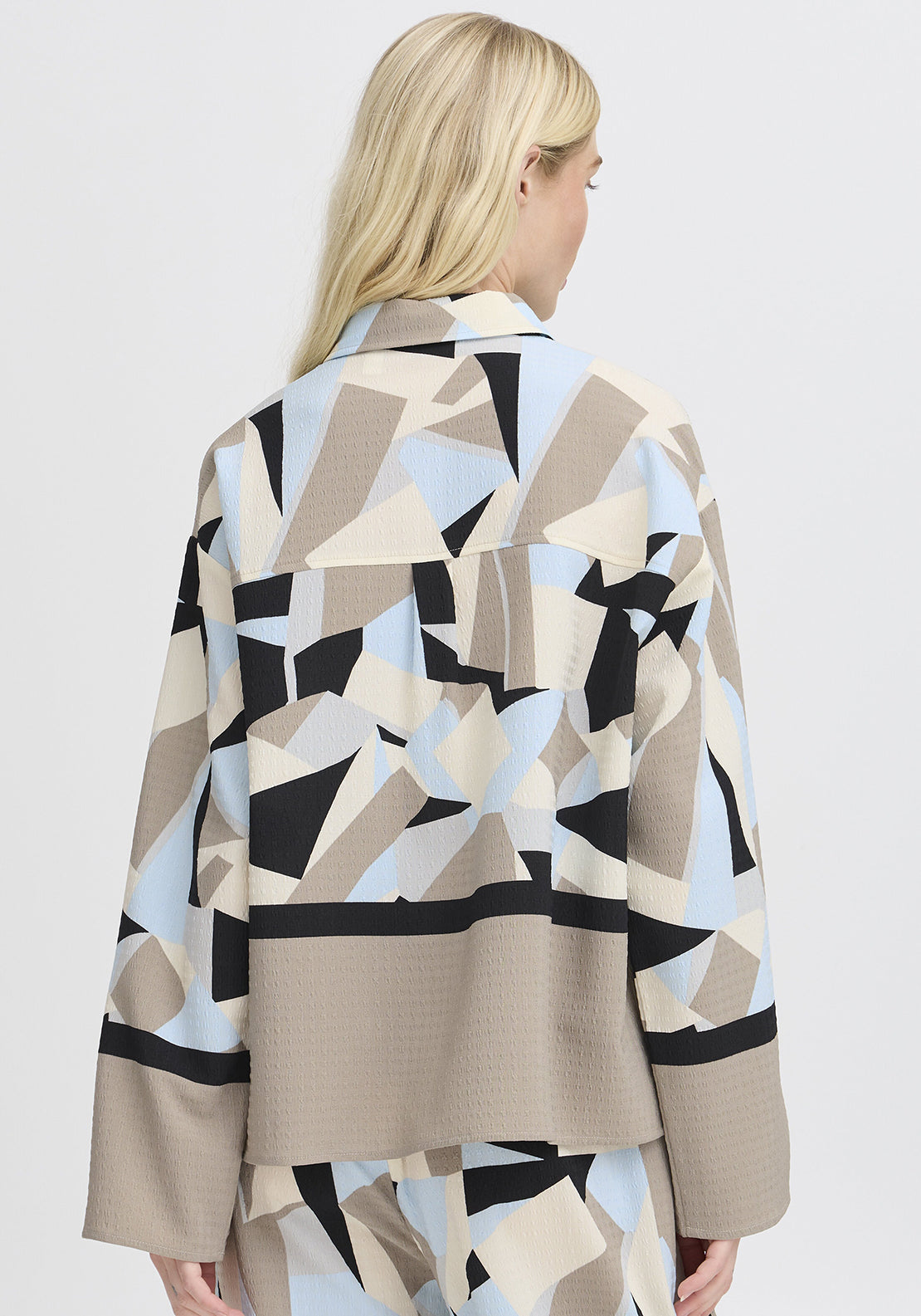 b.young Favia Geometric Print Shirt, Blue Multi