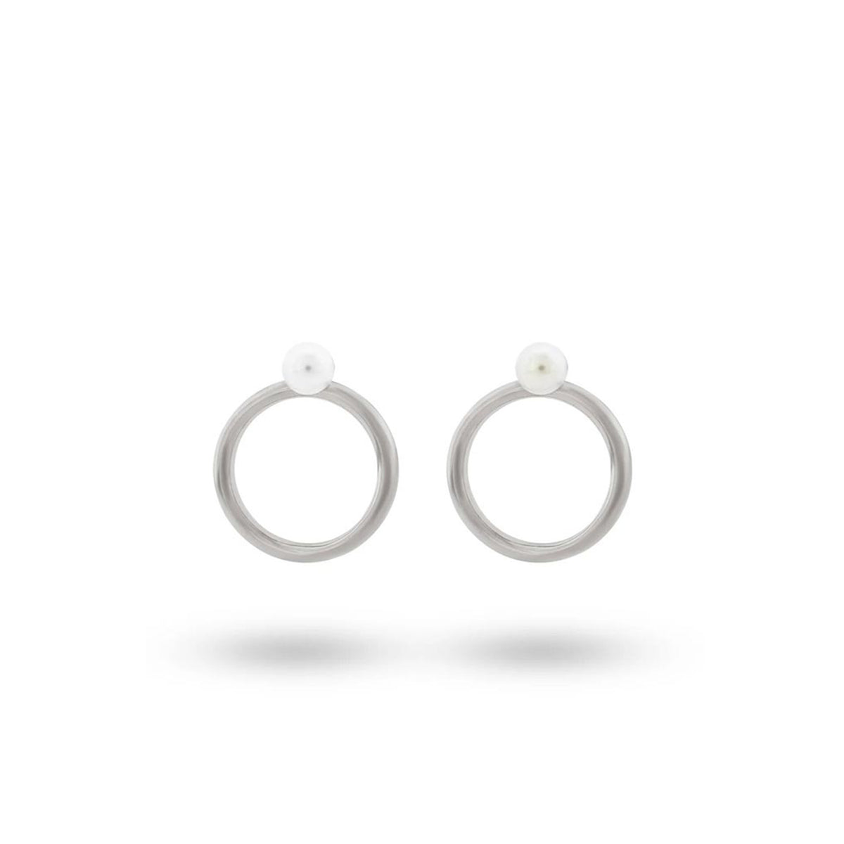 24Kae Statement Pearl Hoop Earrings, Silver