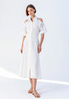 Kameya Cold Shoulder Embroidered Midi Dress, Ecru