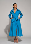 Moskada Amanda Tie Waist Taffeta Midi A-line Dress, Blue