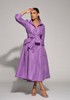 Moskada Amanda Tie Waist Taffeta Midi A-line Dress, Purple