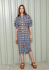 Kameya Ciricle Print A-line Midi Shirt Dress, Indigo
