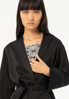 Surkana Plain Satin Kimono Satin Jacket, Black