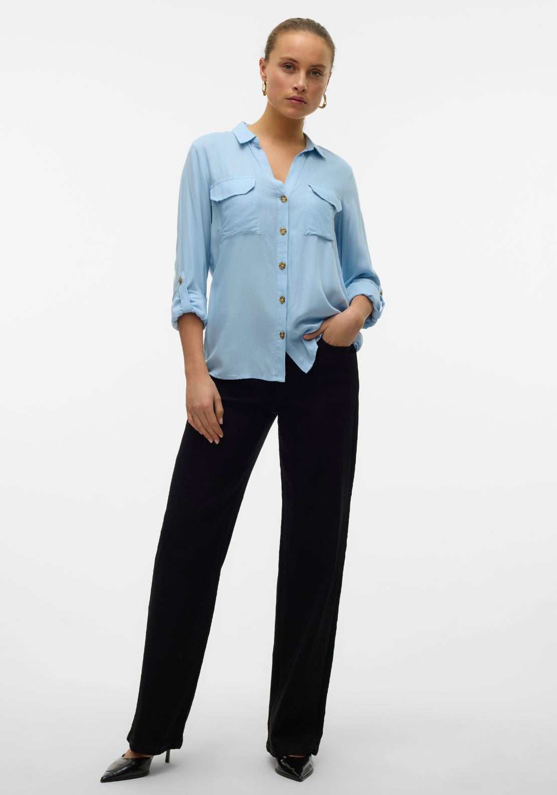 Vero Moda Bumpy Pocket Detail Shirt, Blue