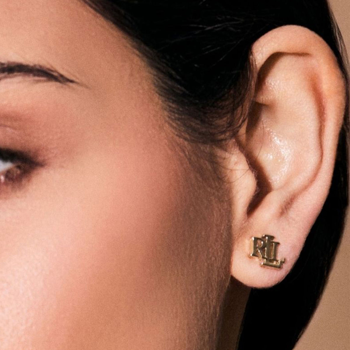 Ralph Lauren Logo Stud Earrings, Gold