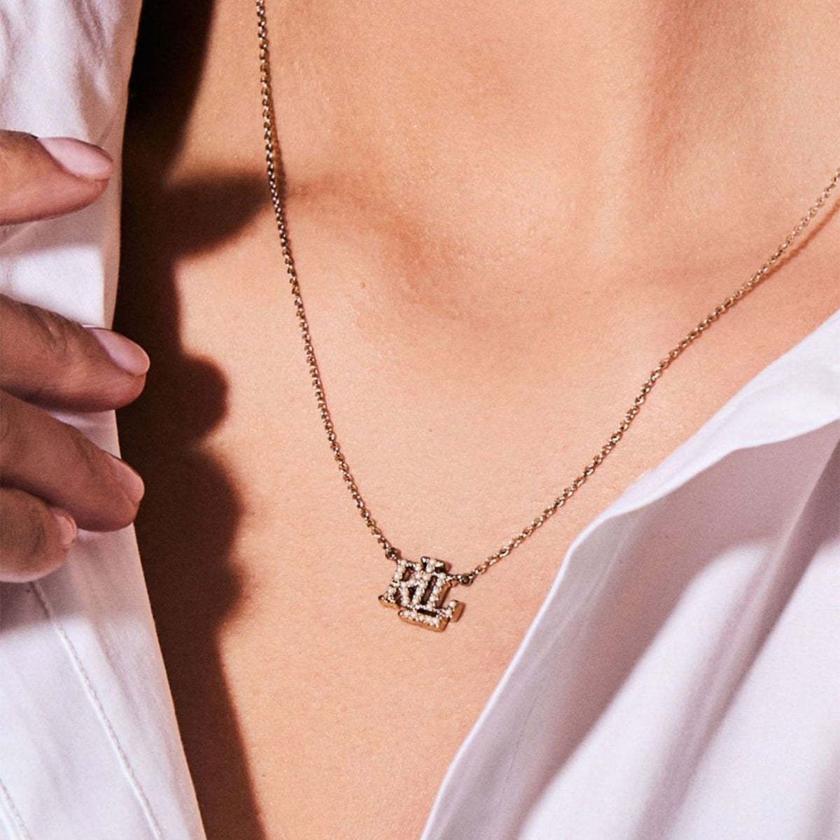 Ralph Lauren Faux Pearl Logo Pendant Necklace, Gold