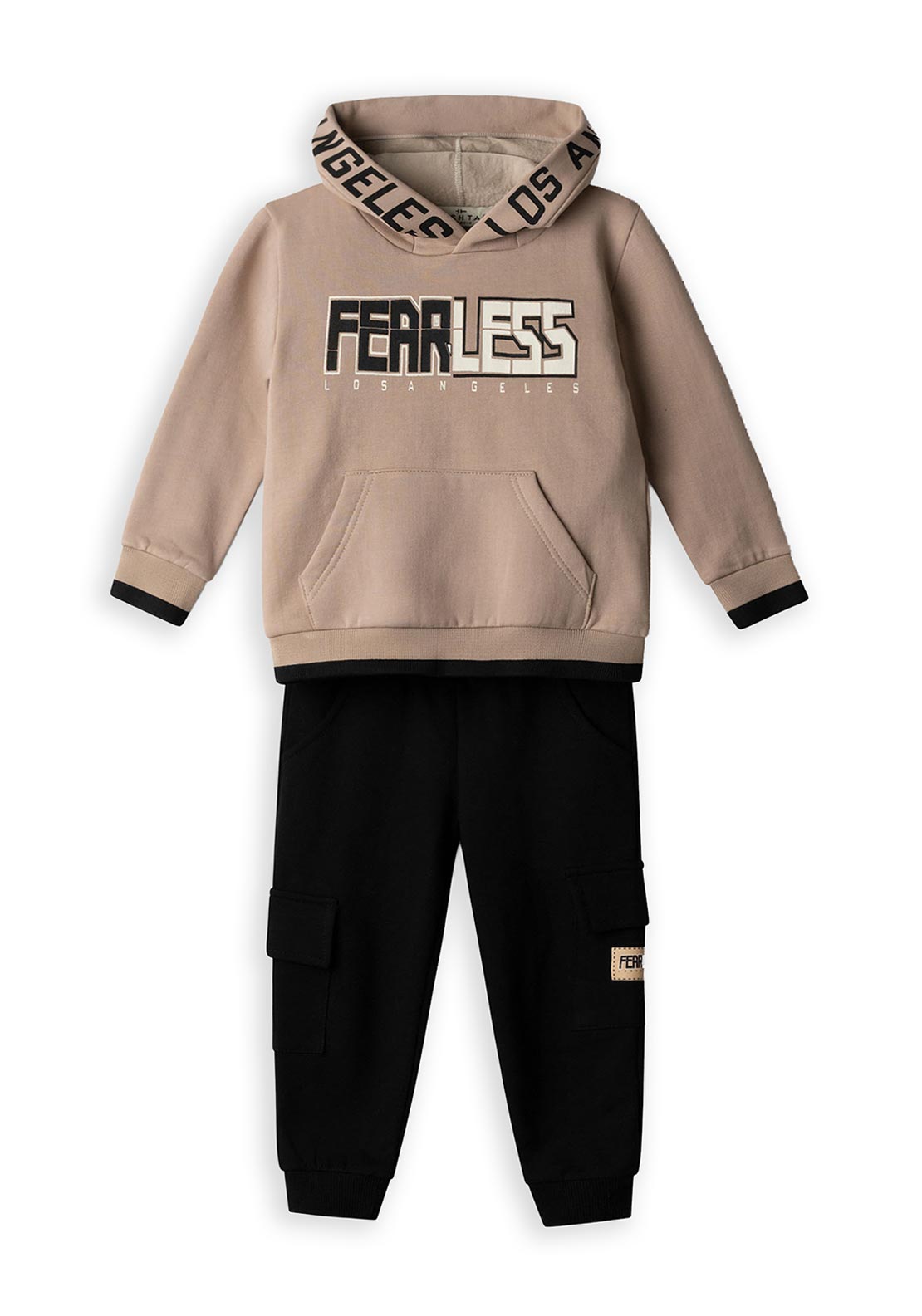 Hashtag Mini Boy Fearless 2 Piece Tracksuit, Beige