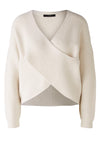 Oui Cross Over Front Rib Knit Top, Off-White