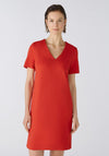 Oui V-Neck Heavy Jersey Straight Fit Mini Dress, Aura Orange