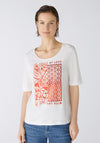 Oui Rhinestone Heart Print T-Shirt, Cloud Dancer