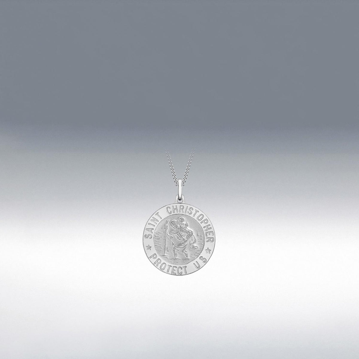 9 Carat Gold Collection St. Christopher Pendant Necklace, Silver