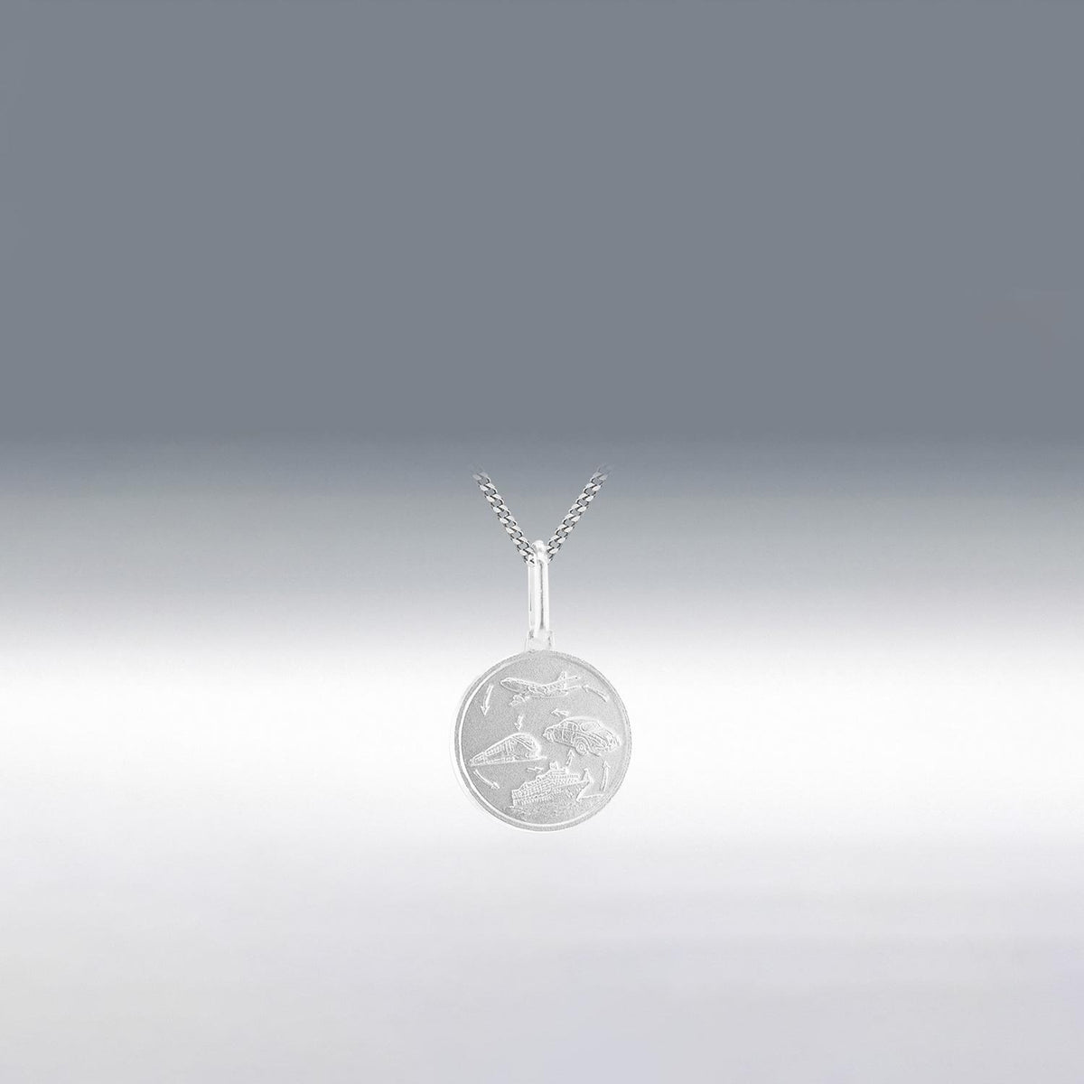 9 Carat Gold Collection Mini St. Christopher Pendant Necklace, Silver
