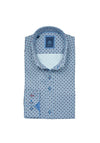 Andre A2 Bari Geo Print Long Sleeve Shirt, Blue & Burgundy