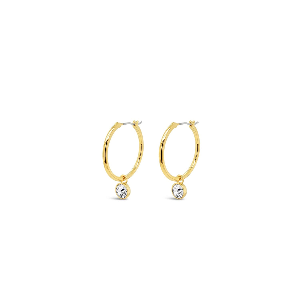 Absolute Crystal Charm Hoop Earrings, Gold