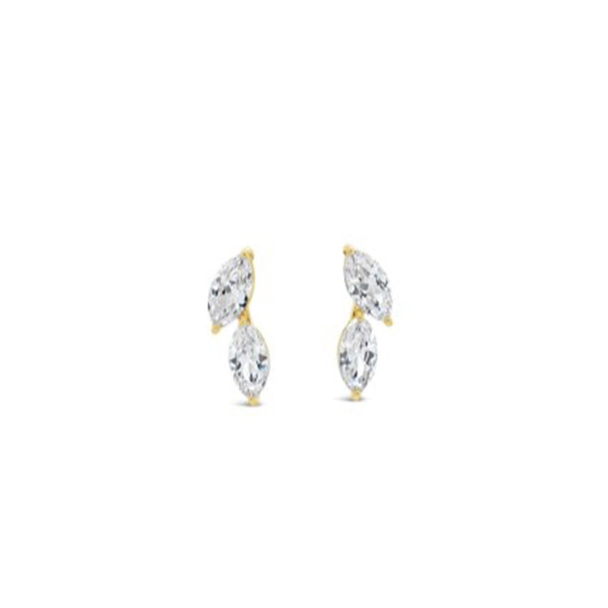 Absolute CZ Leaf Earrings, Gold