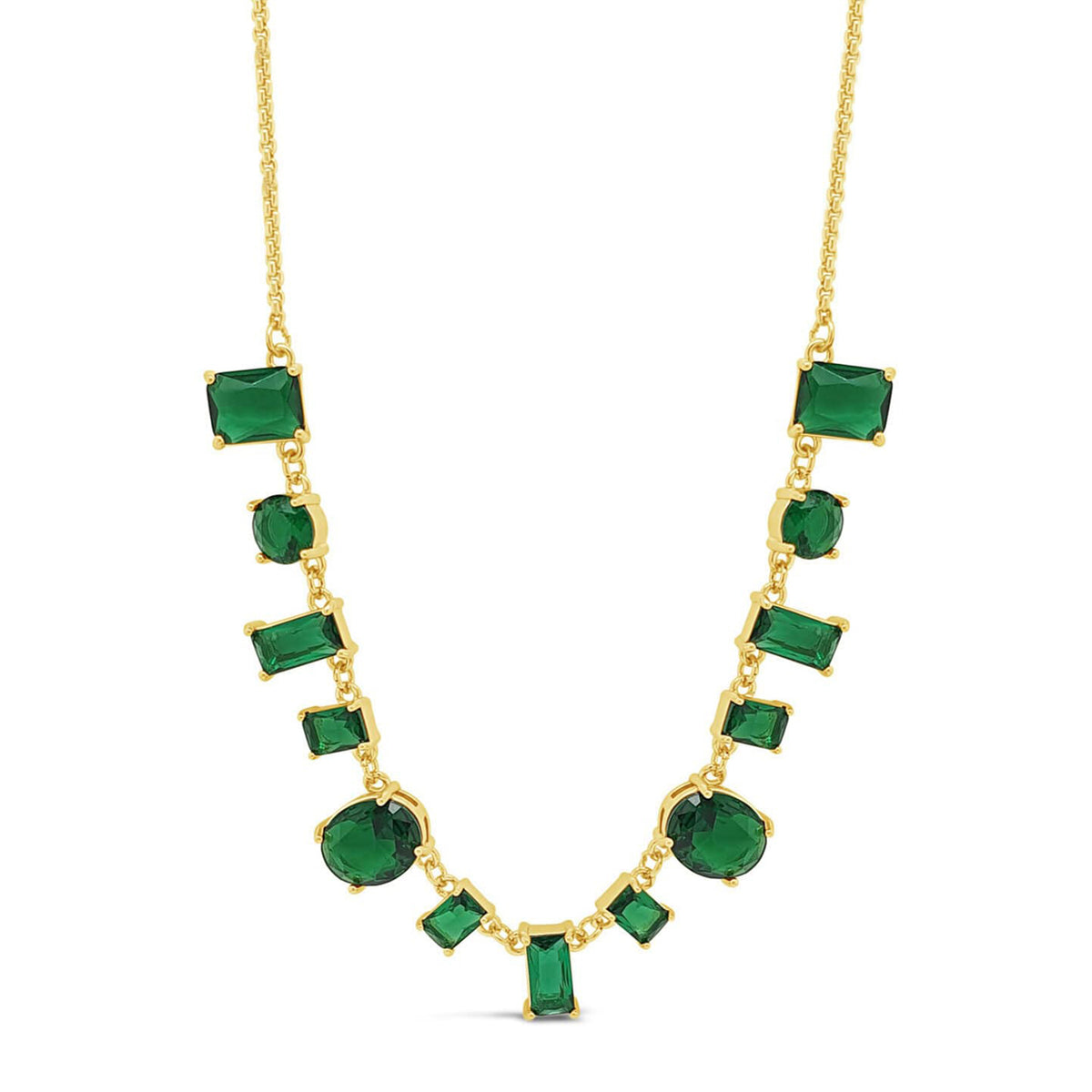 Absolute Emerald CZ Cluster Necklace, Gold