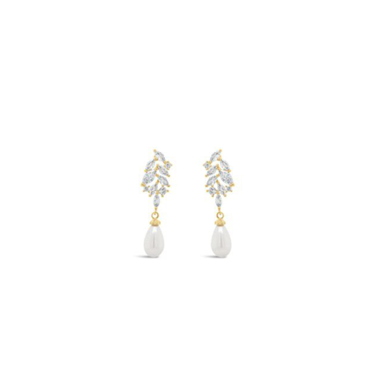 Absolute Pearl Drop CZ Earrings, Gold