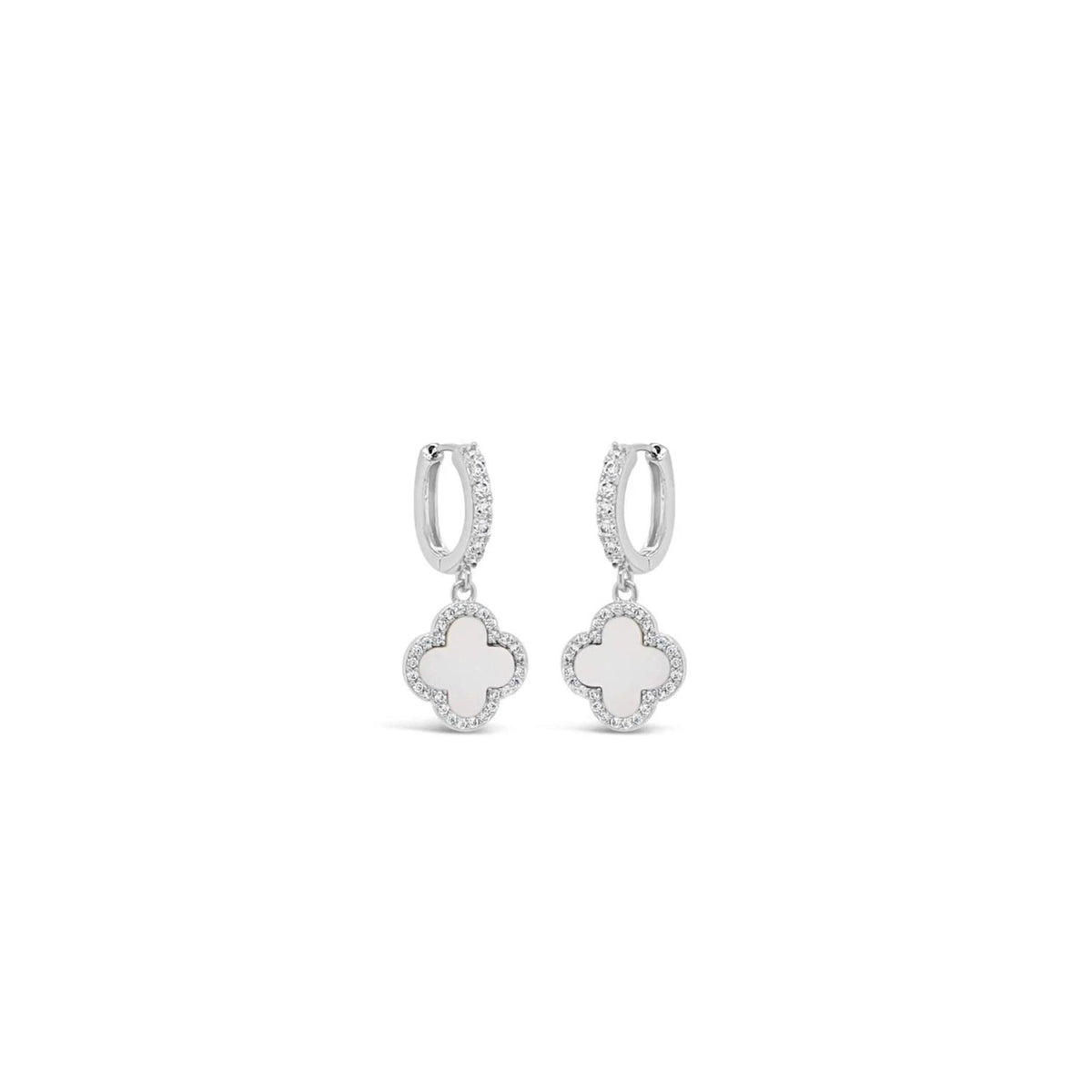 Absolute Pearl Petal Charm Hoop Earrings, Silver