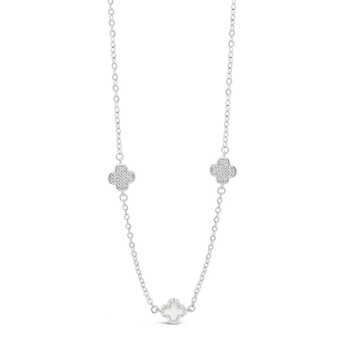 Absolute Pearl Petal & CZ Necklace, Silver