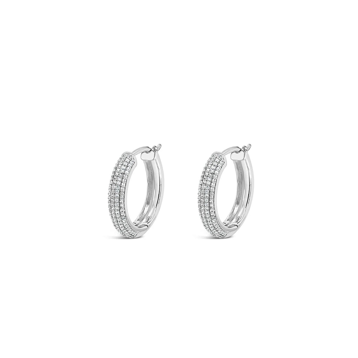Absolute Sparkly Chunky Medium Hoop Earrings, Silver